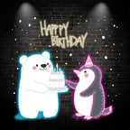 Bear & Bunny Lift Cake Happy Birthday LED neon sign by NeonCS