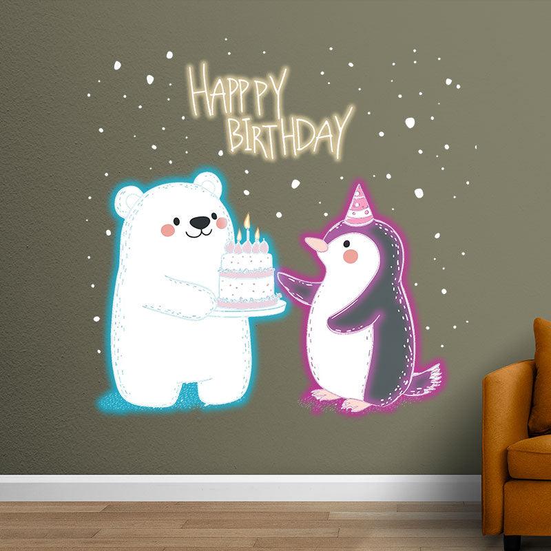 Bear & Bunny Lift Cake Happy Birthday LED neon sign product image