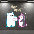 Bear & Bunny Lift Cake Happy Birthday LED neon sign product image