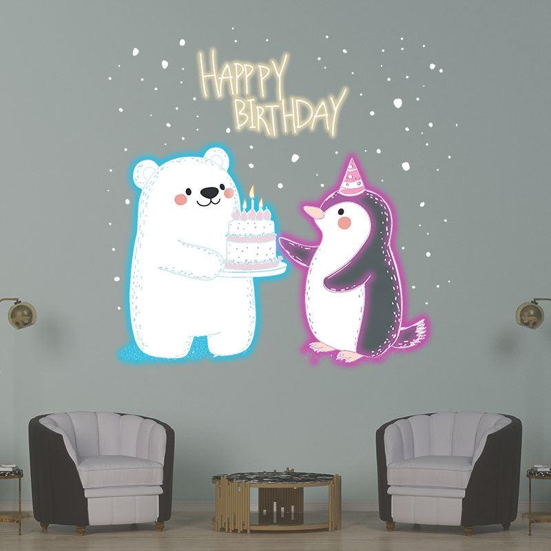 Bear & Bunny Lift Cake Happy Birthday LED neon sign product image