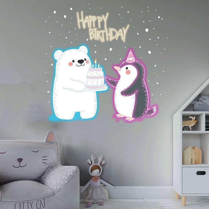 Bear & Bunny Lift Cake Happy Birthday LED neon sign product image