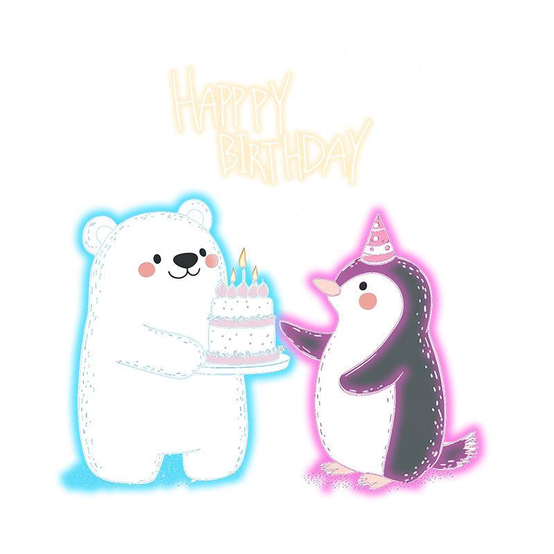 Bear & Bunny Lift Cake Happy Birthday LED neon sign product image