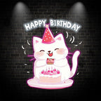 Happy Kitten with Hat Happy Birthday LED neon sign by NeonCS