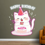 Happy Kitten with Hat Happy Birthday LED neon sign product image