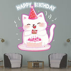 Happy Kitten with Hat Happy Birthday LED neon sign product image