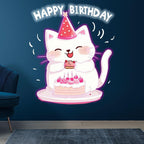 Happy Kitten with Hat Happy Birthday LED neon sign product image