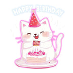Happy Kitten with Hat Happy Birthday LED neon sign product image