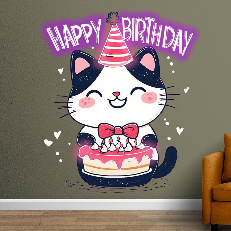 Happy Flower Kitten with Hat Happy LED neon sign product image