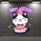 Happy Flower Kitten with Hat Happy LED neon sign product image
