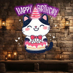Happy Flower Kitten with Hat Happy LED neon sign product image