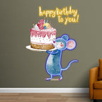 Little Mouse Lifting Big Cake Happy LED neon sign product image