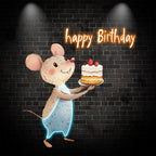 Mouse with Cupcake Happy Birthday Cute LED neon sign by NeonCS