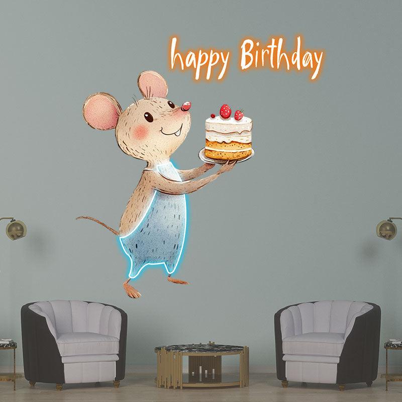 Mouse with Cupcake Happy Birthday Cute LED neon sign product image