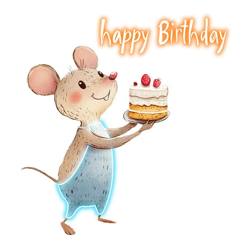 Mouse with Cupcake Happy Birthday Cute LED neon sign product image