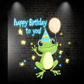 Little Frog with Balloon Birthday LED neon sign by NeonCS
