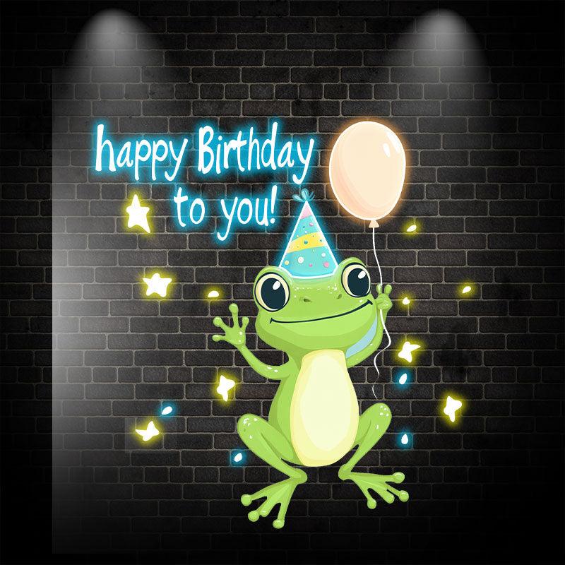 Little Frog with Balloon Birthday LED neon sign by NeonCS