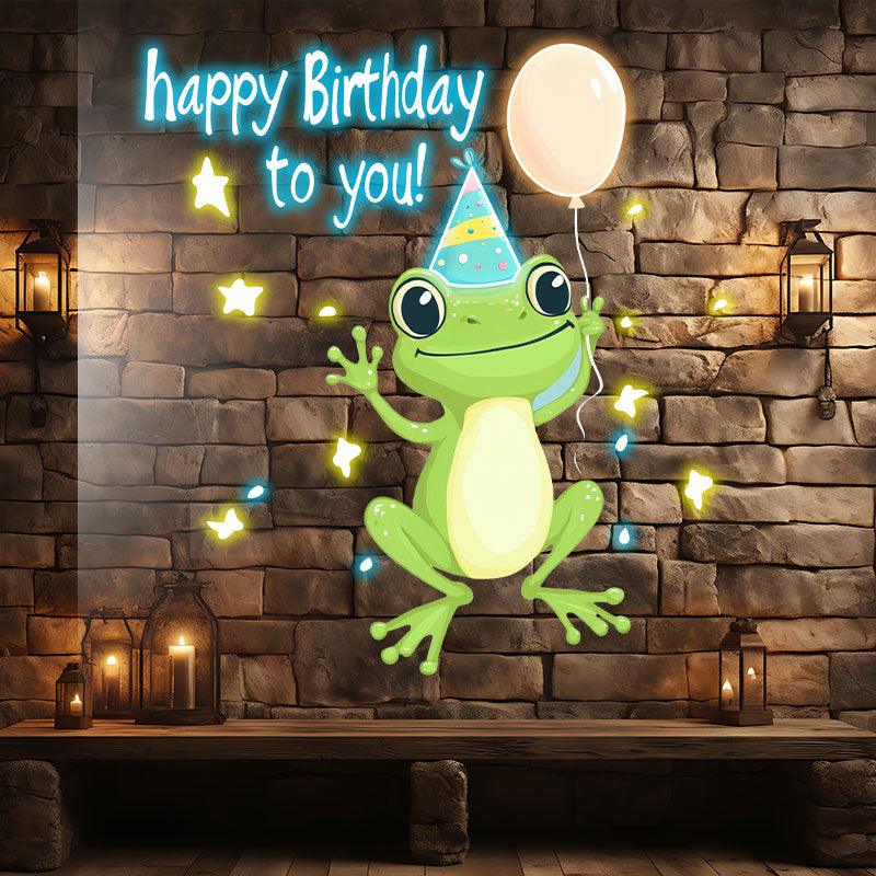 Little Frog with Balloon Birthday LED neon sign product image