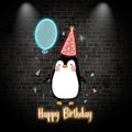 Little Penguin with Balloon Birthday LED neon sign by NeonCS