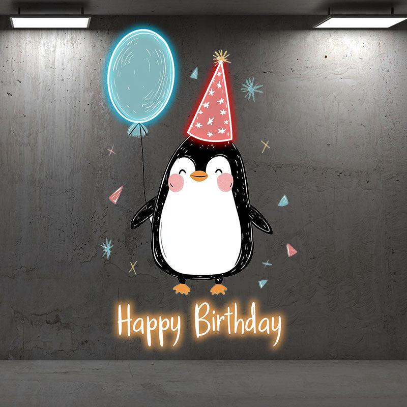 Little Penguin with Balloon Birthday LED neon sign product image