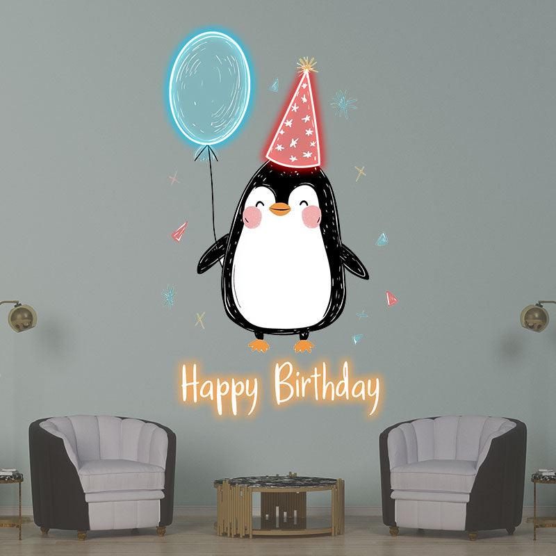 Little Penguin with Balloon Birthday LED neon sign product image