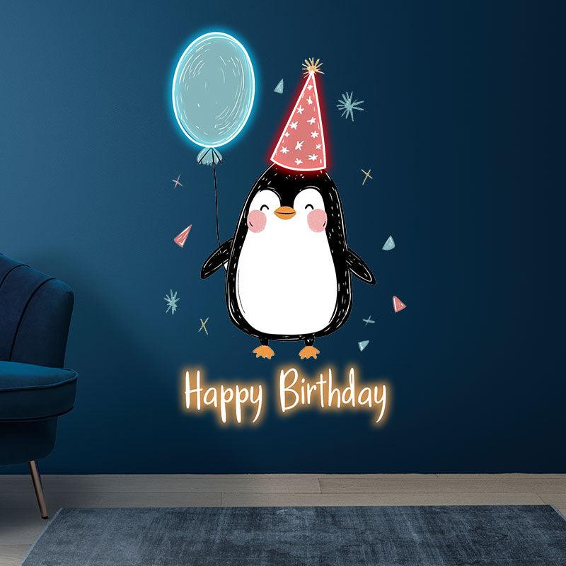 Little Penguin with Balloon Birthday LED neon sign product image