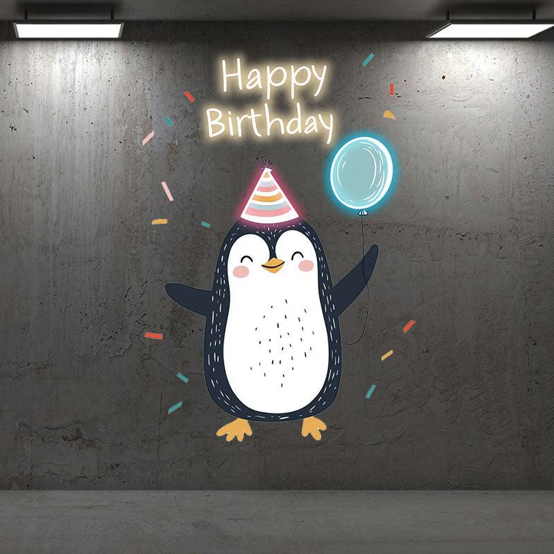 Little Penguin with Balloon Birthday LED neon sign product image