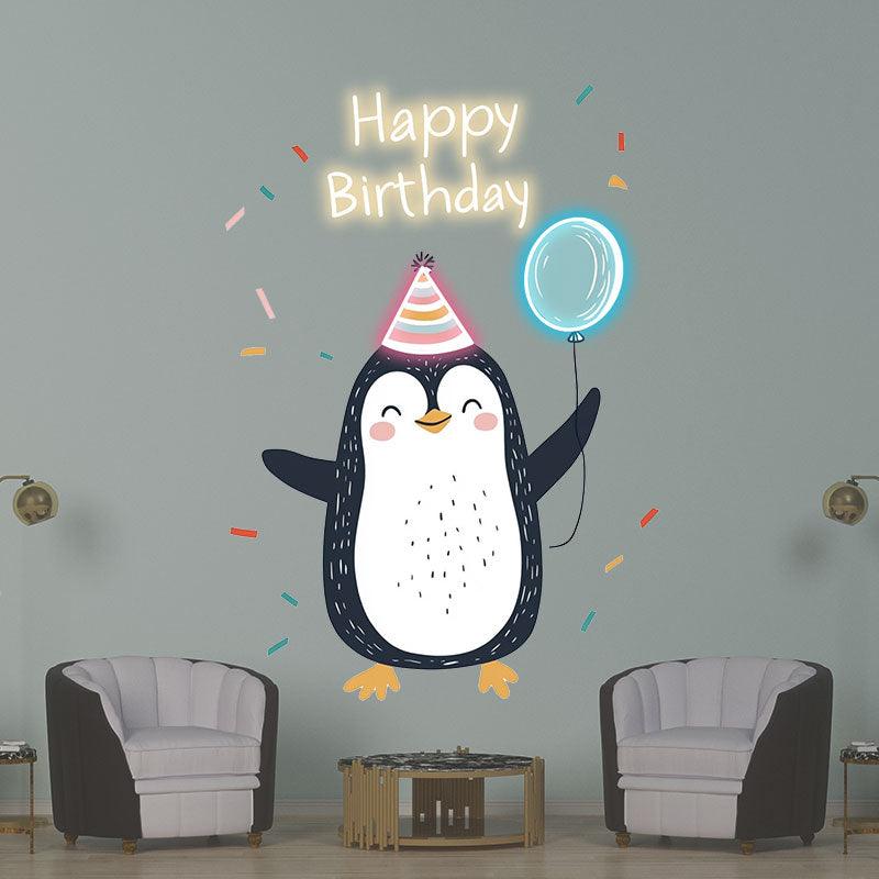 Little Penguin with Balloon Birthday LED neon sign product image