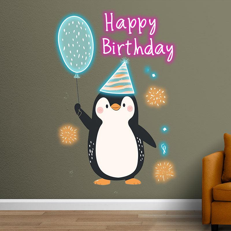 Little Penguin with Balloon Birthday LED neon sign product image