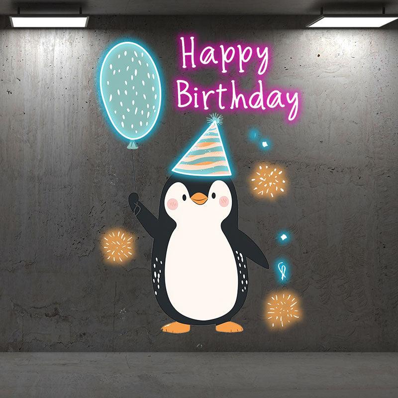 Little Penguin with Balloon Birthday LED neon sign product image