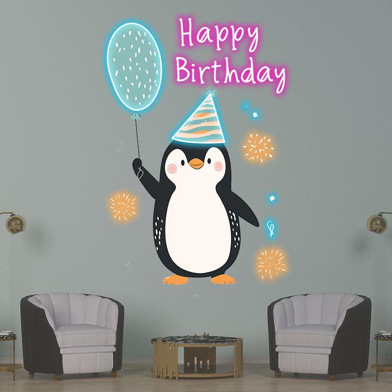 Little Penguin with Balloon Birthday LED neon sign product image