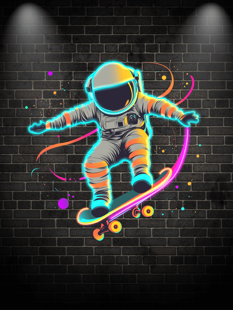 Spaceman Skateboard Jumping Creative LED neon sign product image