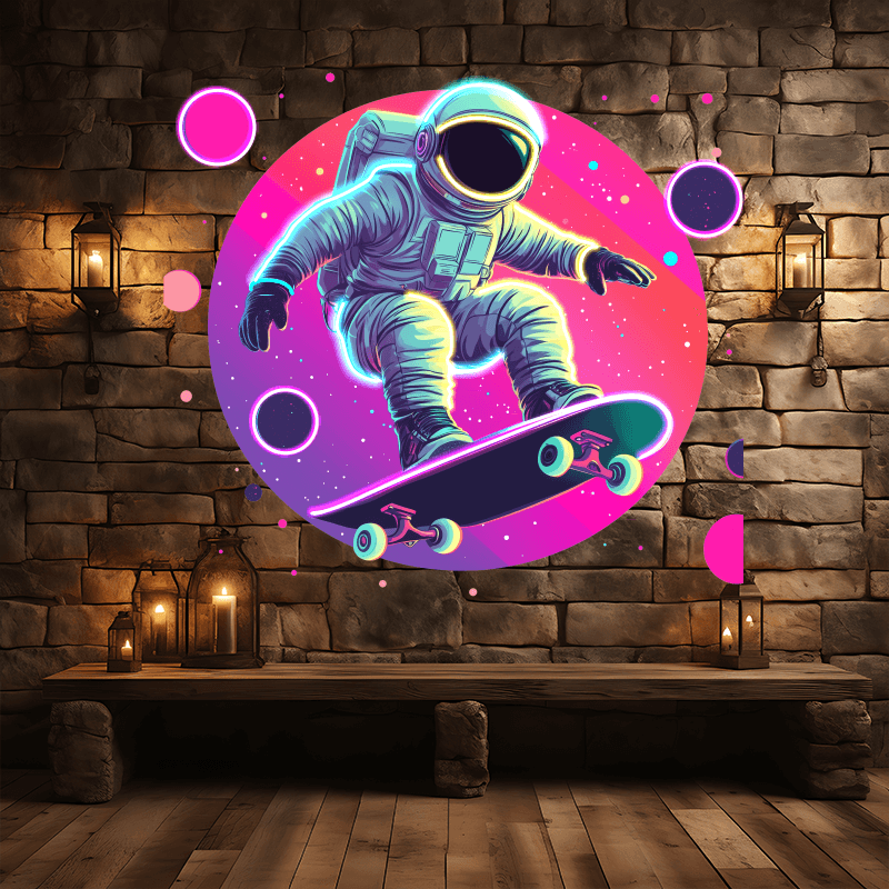 Spaceman Skateboard Jumping Light LED neon sign product image