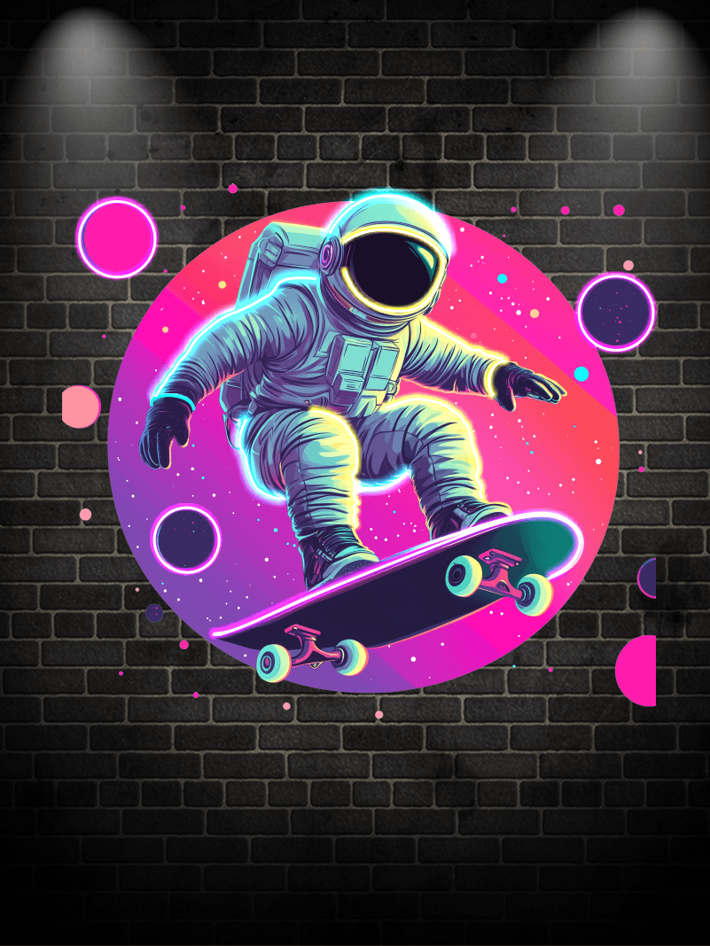 Spaceman Skateboard Jumping Light LED neon sign product image