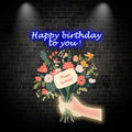 Hand Flower Birthday Wishes Creative LED neon sign by NeonCS