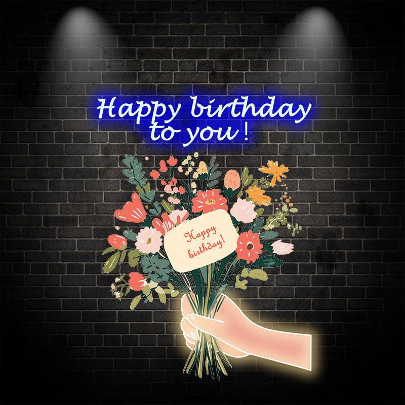 Hand Flower Birthday Wishes Creative LED neon sign by NeonCS