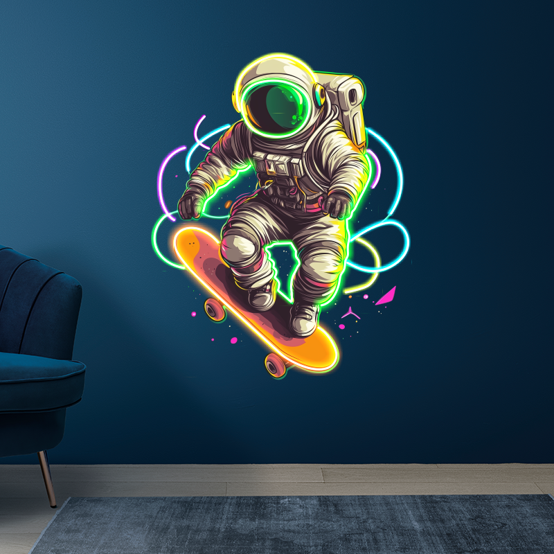 Astronaut Skateboard LED Sign Spaceman LED neon sign product image