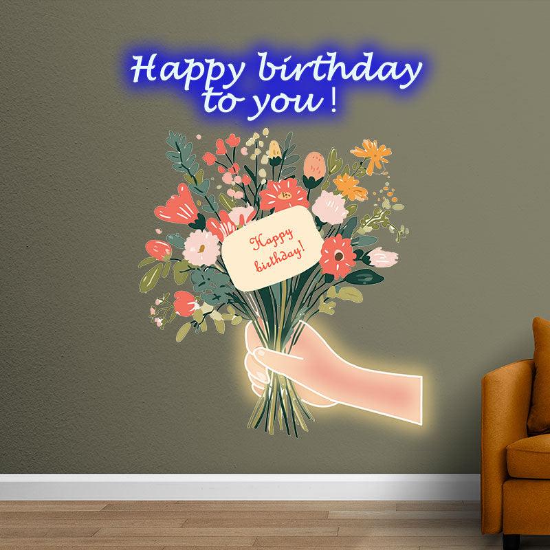 Hand Flower Birthday Wishes Creative LED neon sign product image