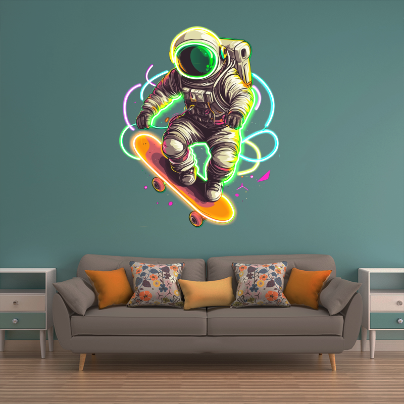 Astronaut Skateboard LED Sign Spaceman LED neon sign product image