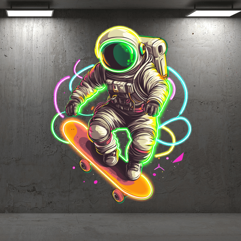 Cool Spaceman Skateboard Jumping LED neon sign product image