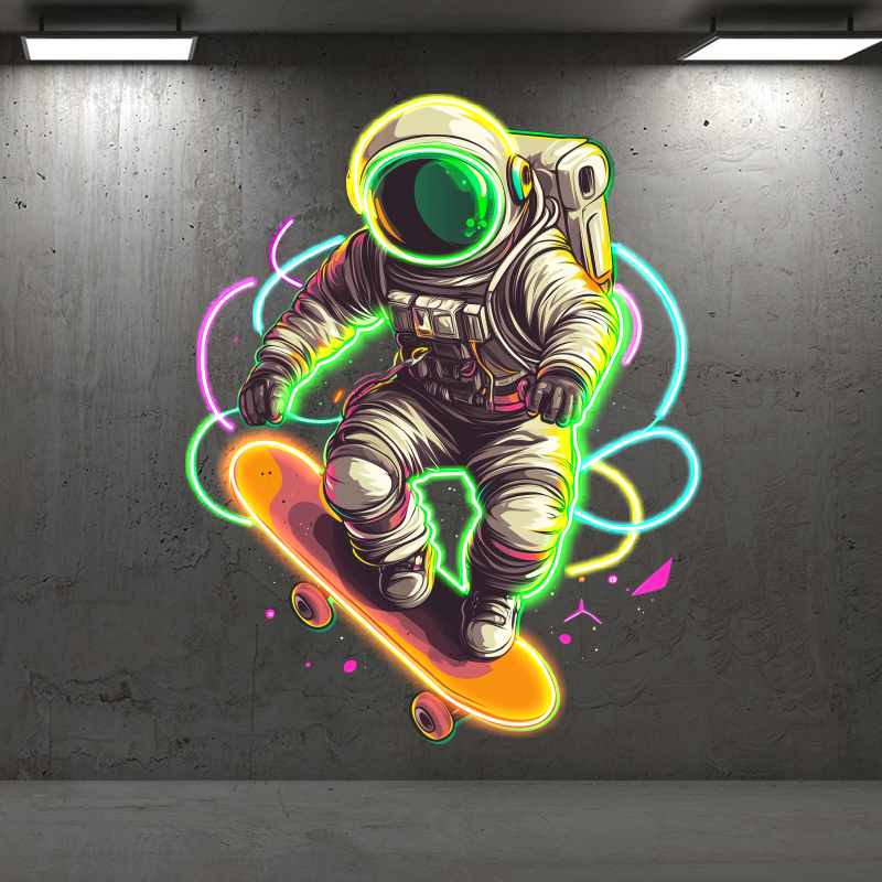 Astronaut Skateboard LED Sign Spaceman LED neon sign by NeonCS
