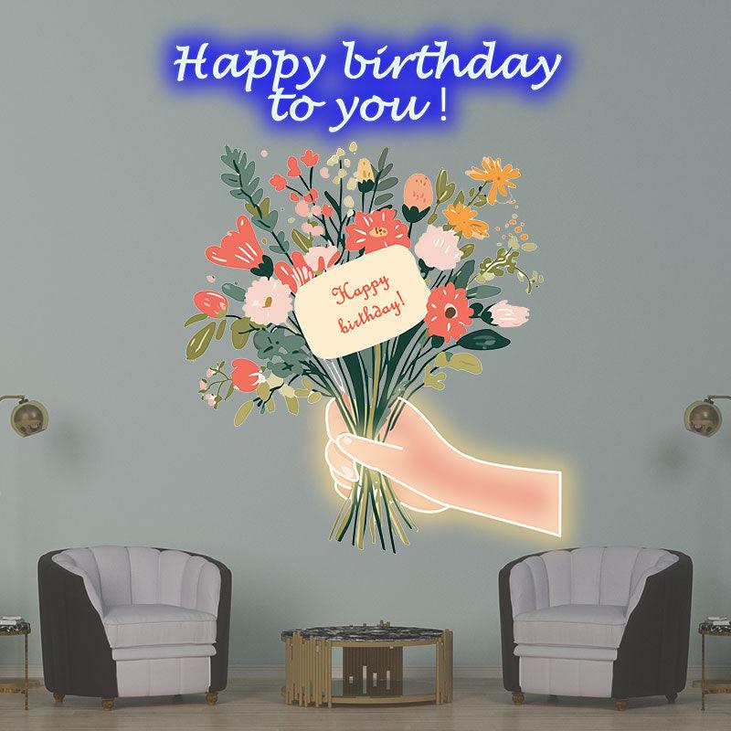 Hand Flower Birthday Wishes Creative LED neon sign product image