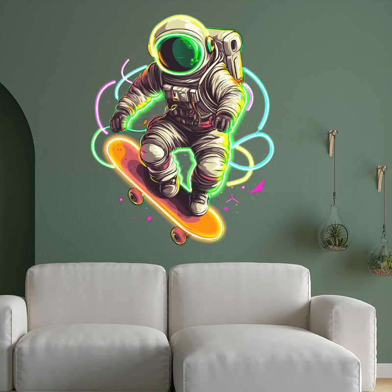 Cool Spaceman Skateboard Jumping LED neon sign product image