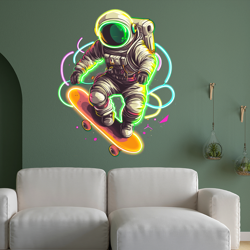 Astronaut Skateboard LED Sign Spaceman LED neon sign product image