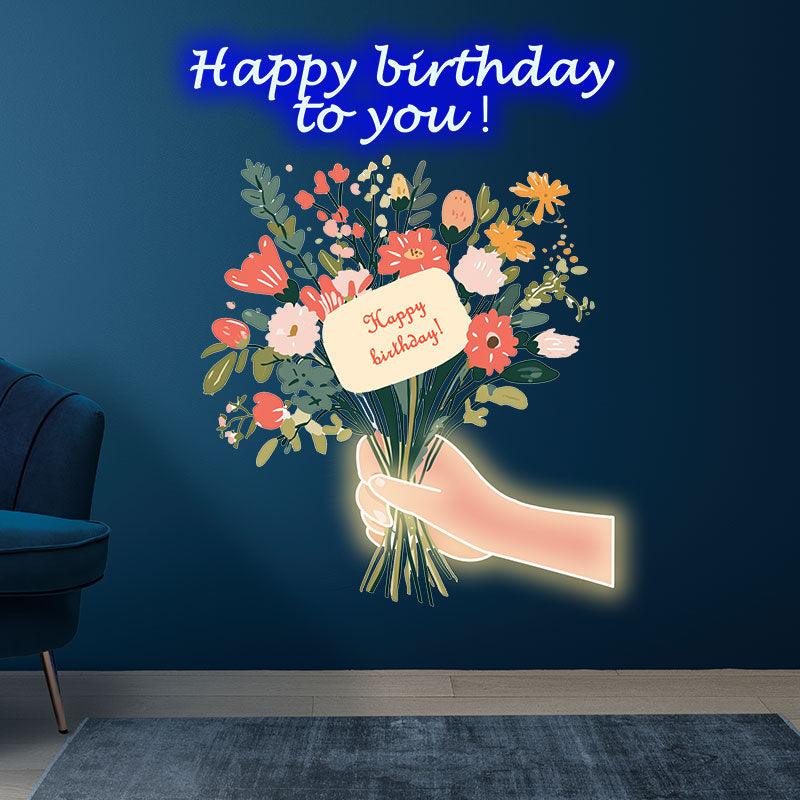 Hand Flower Birthday Wishes Creative LED neon sign product image