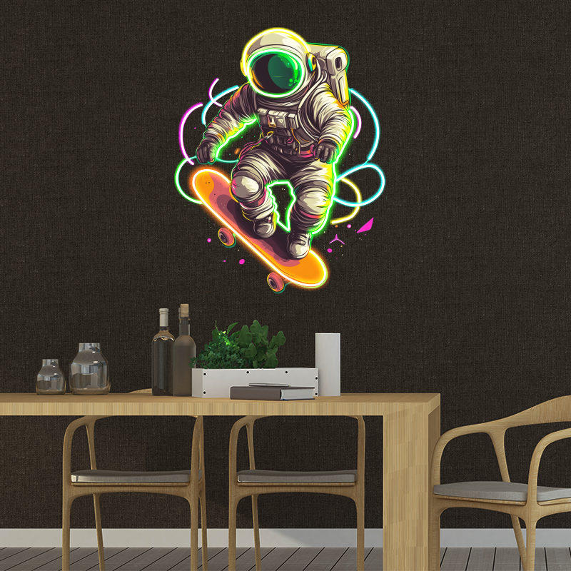Astronaut Skateboard LED Sign Spaceman LED neon sign product image