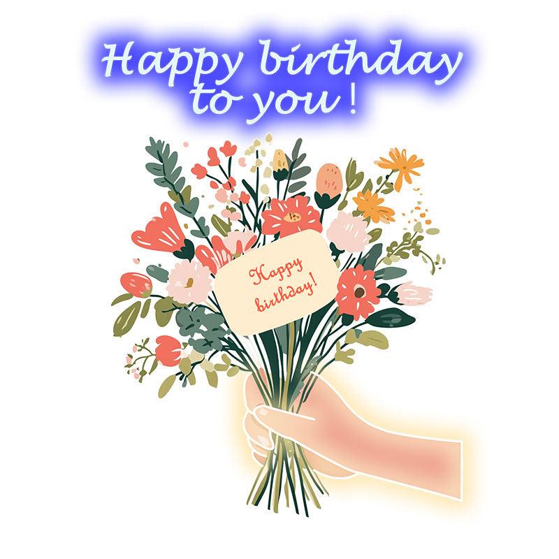 Hand Flower Birthday Wishes Creative LED neon sign product image