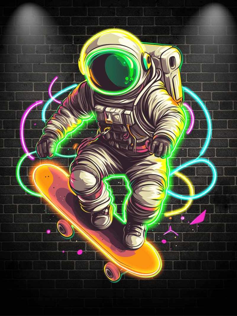 Cool Spaceman Skateboard Jumping LED neon sign product image