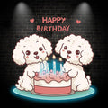 Cute Puppy Around Cake Happy Birthday LED neon sign by NeonCS