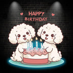 Cute Puppy Around Cake Happy Birthday LED neon sign by NeonCS