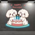 Cute Puppy Around Cake Happy Birthday LED neon sign product image